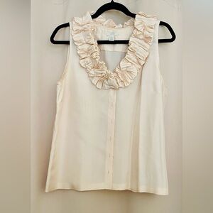 J. Crew Cream Ruffle Blouse